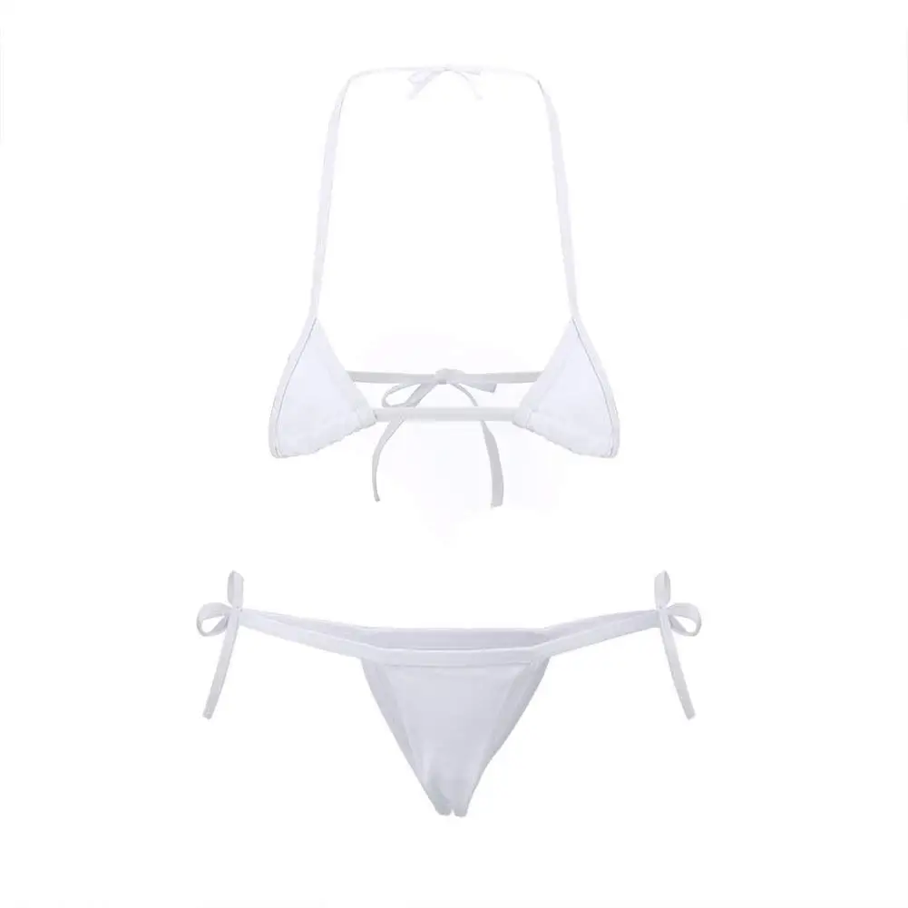 2Pcs Summer Sexy Women Solid Color Halter Bandage Bikini Set Erotic Underwear Sex Extreme Swim Swimwear Female Swimsuit Costumes |