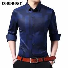 Бренд COODRONY, мужская рубашка, деловые повседневные рубашки, рубашка с длинным рукавом, Мужская одежда, уличная мода, узор, Camisa Masculina 96107