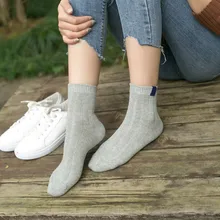 10 пар, две иглы, осенние и зимние груды носков, японские одноцветные хлопковые носки, женские носки без пятки, ретро набор, стандартный