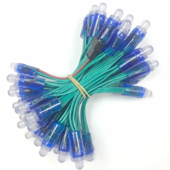 

50pcs WS2811 IC RGB Led Module String DC5V 12mm Green wire Waterproof IP68 Digital Full Color LED Pixel Light