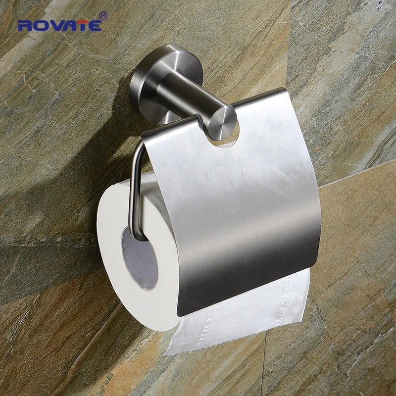 

ROVATE 304 stainless steel Toilet Paper Holder with Cover Storage Dust-proof, Toilet Paper Holder Tissue Roll Hanger