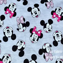 50X178 м Минни Микки трикотажные хлопчатобумажные ткани мультфильм печати лоскутное DIY одежда для малышей материал вышитая Футболка простыни