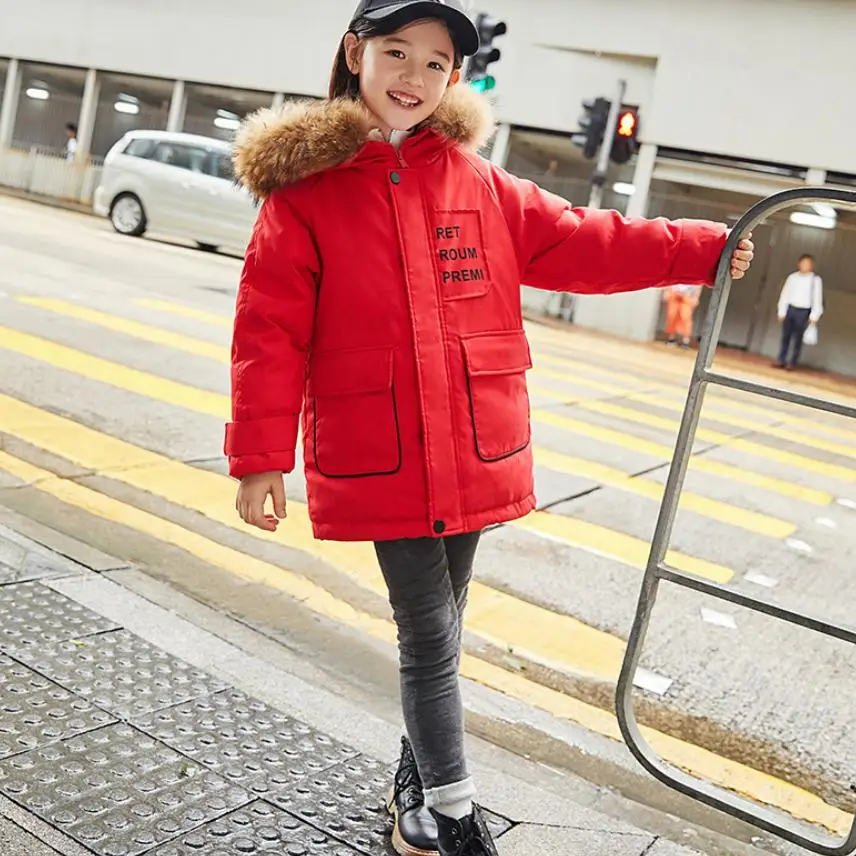 

Fashion Children Down Jacket Winter Thicker Warm Real Fur Collar Coat Modis Kids Clothes Down Jacket Windproof Outerwear Y2152