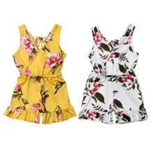 От 1 до 6 лет, модный цельный комбинезон с цветочным рисунком для маленьких девочек, комбинезон, одежда с принтом, новая модная мягкая одежда