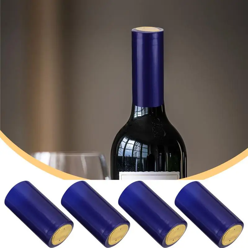 100 Pcs Wine Shrink Wrap PVC Heat Shrink Capsules Wine Bottle Covers Wine Heat Shrinkable Cap for Straight Mouth Bottle