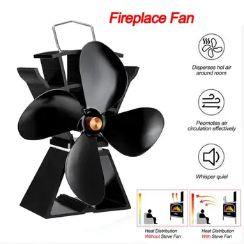 

4 Blade Heat Powered Stove Fan Quiet Fireplace Wood Stove Eco Fan 2020 New