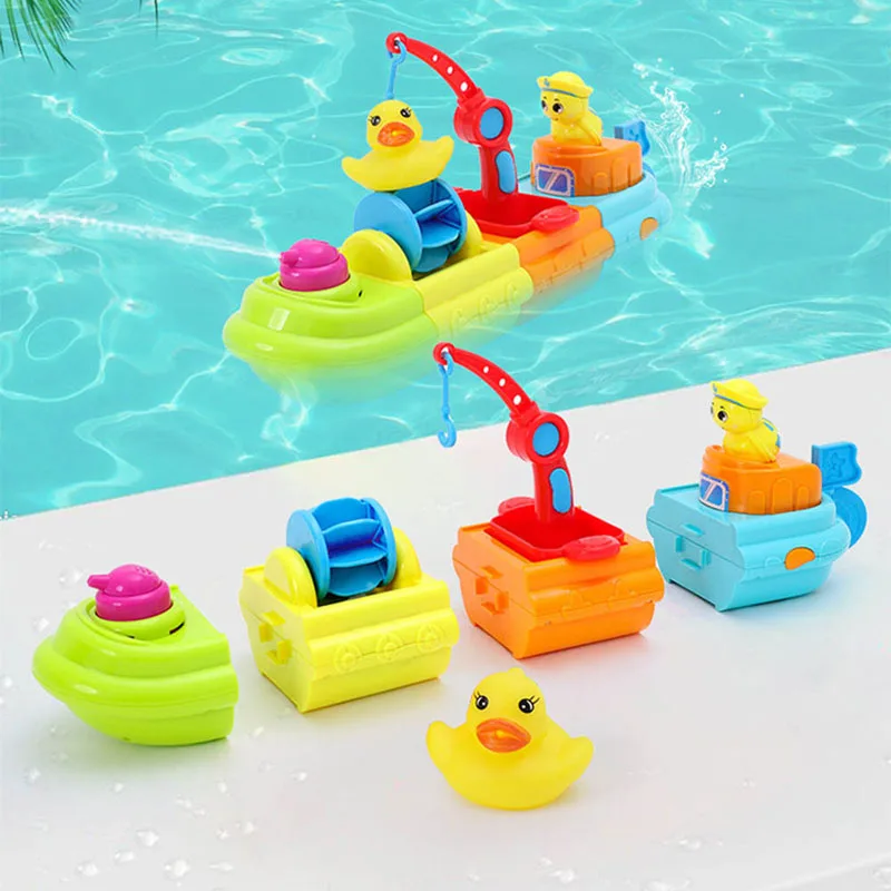 Дети собирают воду спрей плавающий корабль БАССЕЙН пляжные игрушки Забавный Мультфильм Игрушки для ванны для детей развивающие игрушки