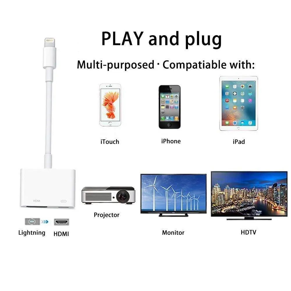 Fiuzd Lightning/цифровой AV HDMI 4K USB кабель для iPhone к адаптер разъем HD адаптеры XS X iPad Air