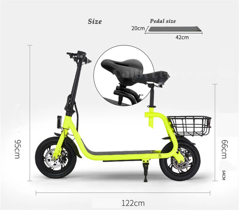Clearance Daibot Adult Electric Scooter Car Two Wheel Electric Scooters With Child Seat 12 Inch 350W 36V Portable Electric Bike Two Seater 12
