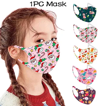 

1pc Mask Children Christmas Face Mask Cartoon Printed Breathable Mascarilla Infantil Washable Reusable Masque Respirator Маска