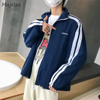 

Jacket Men Loose Hip Hop Letter Long Sleeve Zipper Plus Size Mens Jackets and Coats Harajuku Students Korean Style BF Clothes