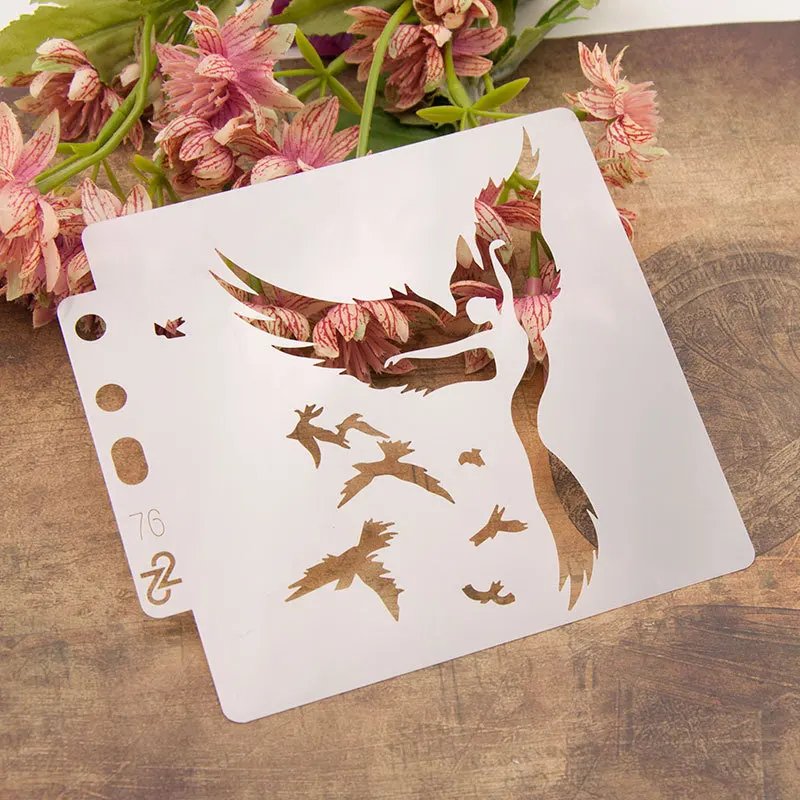 

13cm 5.1" Bird Flying Girl DIY Layering Stencils Painting Scrapbook Coloring Embossing Album Decorative Card Template