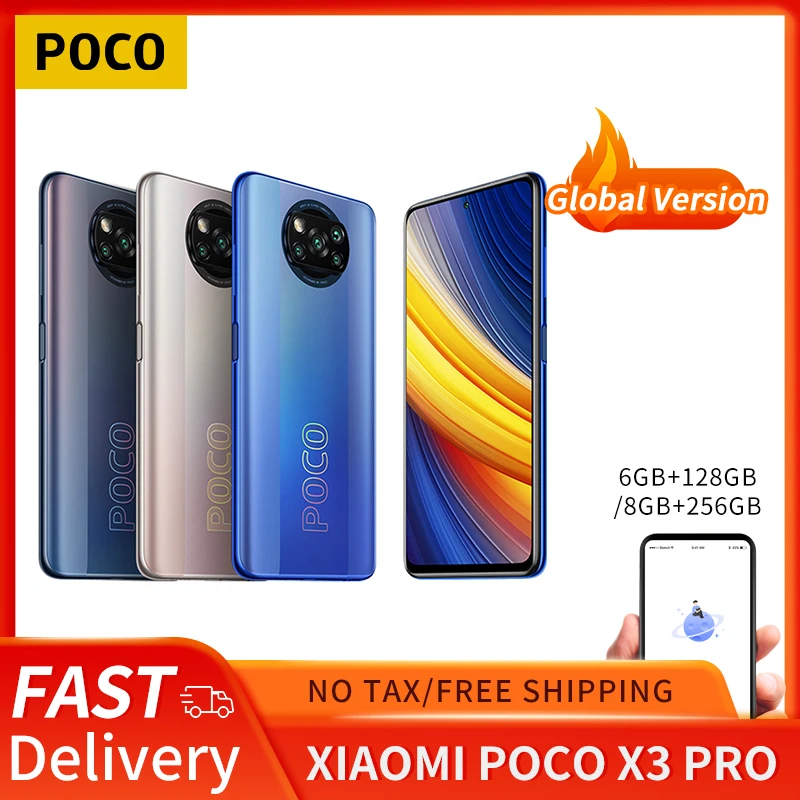 POCO X3 Pro 6 GO + 128GB/8 GO + 256 GO Smartphones Xiaomi Snapdragon 860 120Hz DotDisplay 5160mAh 33W en Charge Quad Caméra IA