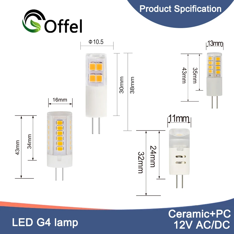 10 sztuk ceramiczne ściemniania LED G4 światła Led lampa G4 DC AC 12V żarówka LED G4 1.1W 1.5W 2.5W 3W podstawa bi-pin Spot 2385 lampa SMD