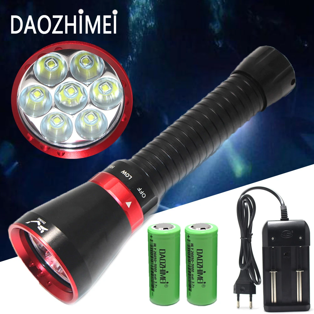 Professional Scuba Dive Torch 7x Xml L2 Led Diving Flashlight 100m