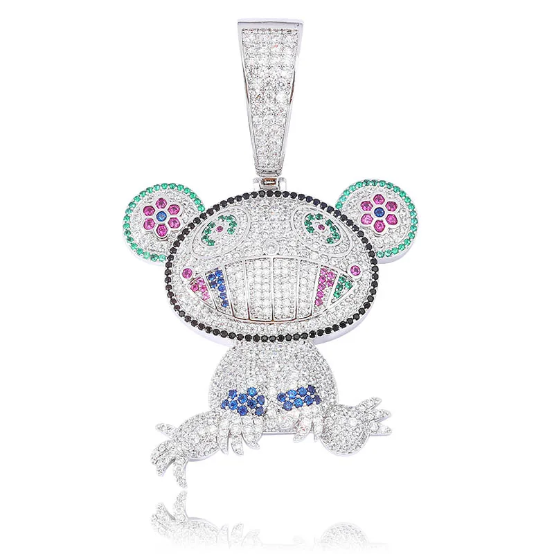 Silver TOPGRILLZ хип хоп Iced Out подвеска в виде лягушки ожерелья для мужчин женщин Шарм Цепочка-украшение подарки полный микро проложить ожерелье с фианитами - Окраска металла: Silver