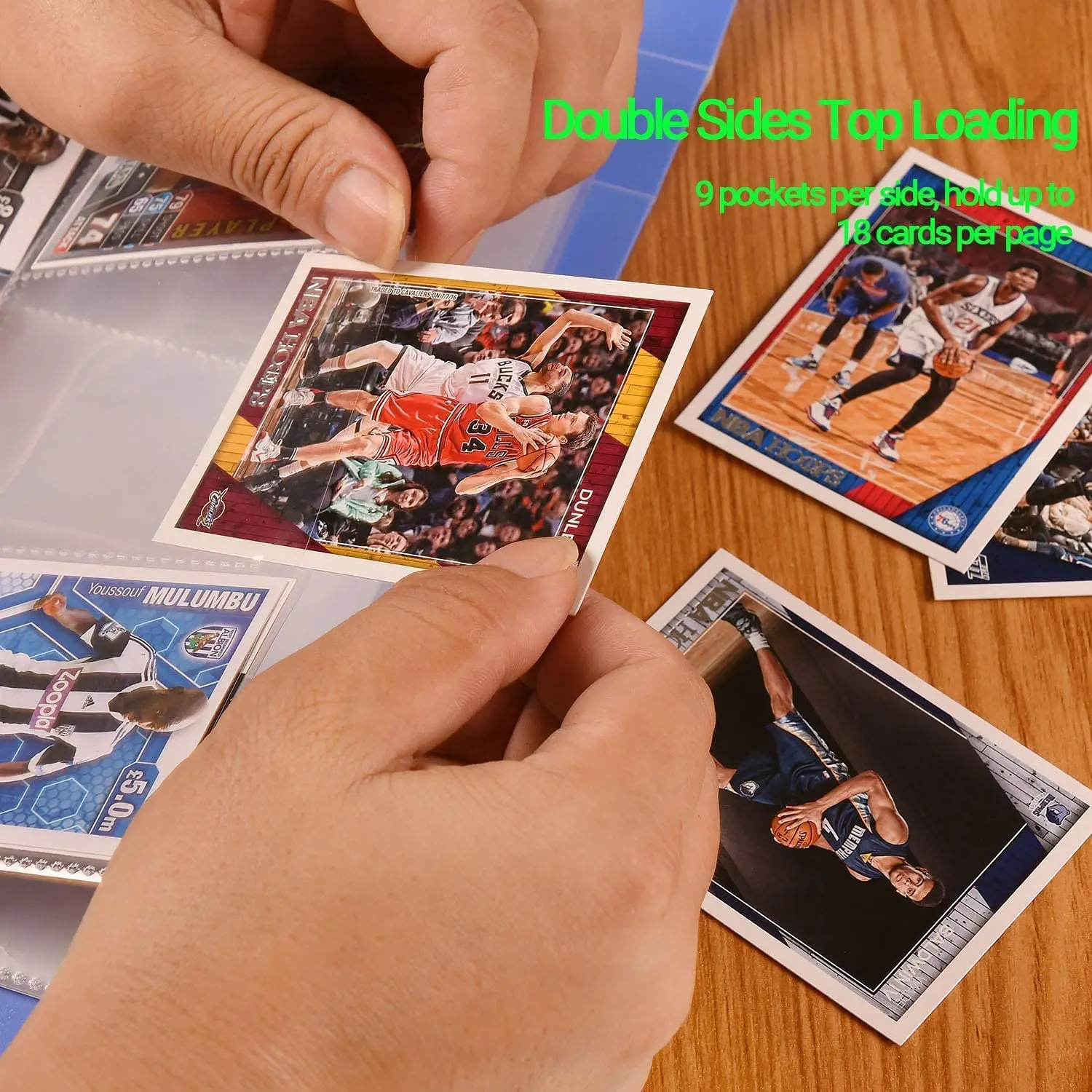 20 Pieces Trading Card Sleeve Pages, 100 Pack 9 Pocket Trading Card Storage Album Pages 11 Holes Fit 3 Ring Binder