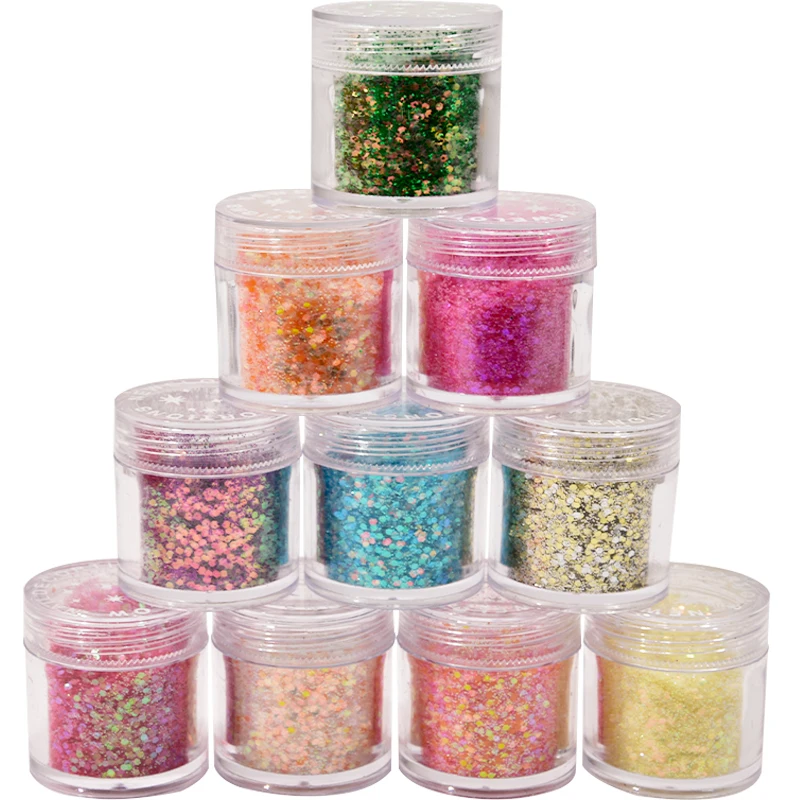 

1Box Nail Mylar Flake Glitter Mixed Size Flake Dust Hexagon Sequins Broken Chunky Loose Flakes DIY Naisl Art Glitter Decor Flake