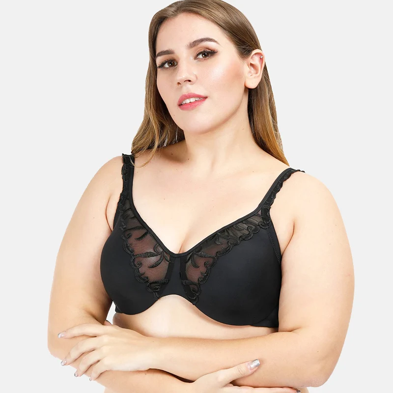 32 34 36 38 40 42 44 B C D DD E DDD F FF G Big Size Womens Full Coverage Underwire Lace Floral Embrodiery Bra Lingerie BH