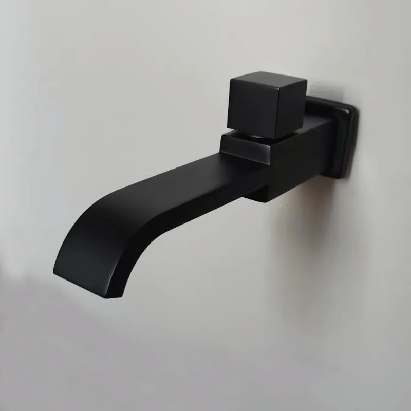 Bathroom Faucet Water Tap Faucet Brass Cold black Water Faucet Wall Mounted Basin gold Tap basin bibcock Square Cold brushed gold kitchen Faucet SC303