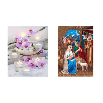 

2 Set Diamond Painting Embroidery Cross Stitch 5D Home Decor,Orchid Stone & Religion Icon Of Leader