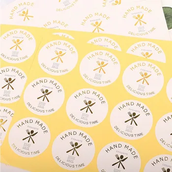 

1200pcs/lot wholesale Handmade Stickers Baked Food Label Stickers DesignDIY Tea Cup Drink Bottle Round Seal Sticker