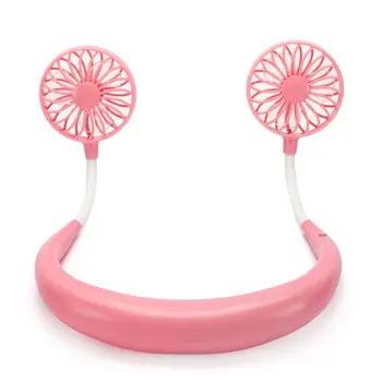 

Small Neck Band Portable Mini Air Fan With Dual Fan USB rechargeable Cooler Fan Lazy Fan