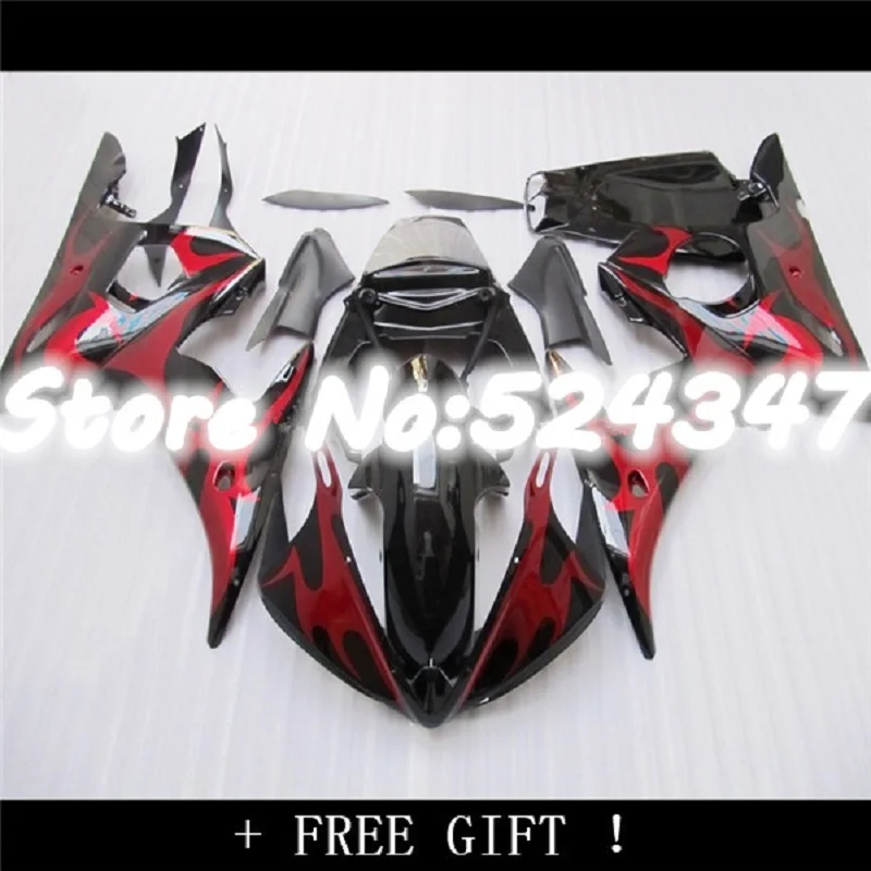 Корпус для YAMAHA YZF600 YZF R6 600CC 600 R 6 CC красным Пламя Черный YZF-600 YZF-R6 2003 2004 2005 YZFR6 03 04 05