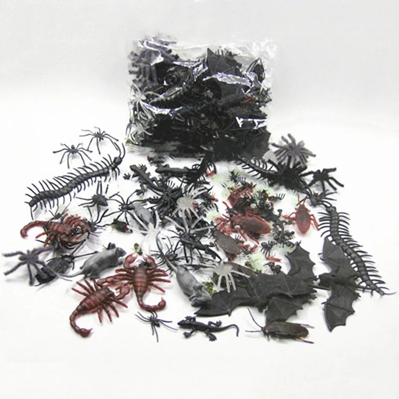 

Simulation Black Spider Props For Halloween Party Decoration Novelty Gags Toys Plastic Insects Fake Spiders Flies Bat Finger Toy