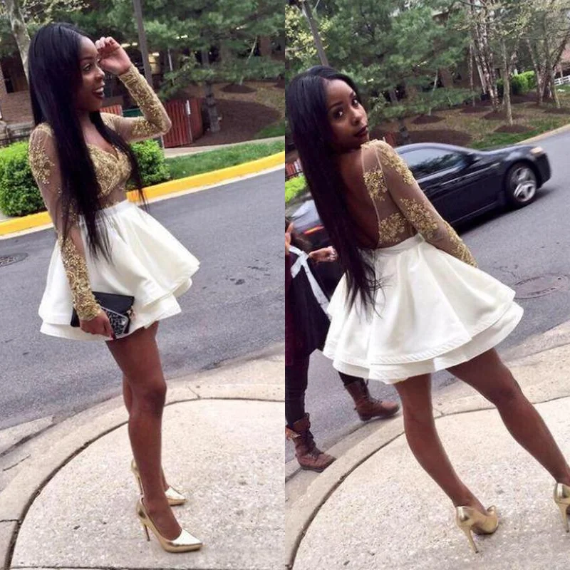 White Long Sleeve Hoco Dress atelieryuwa.ciao.jp