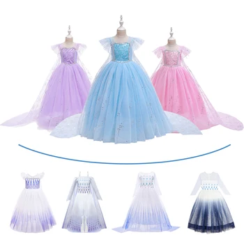 

Kids Cosplay Snow Queen Elsa Dress Gauze Skirt Princess Child Dress Performance Costume Children's Carnival Birthday Party