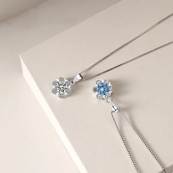 

Real Pure S925 sterling silver ladies fashion simple single micro-set pendant zircon Korean net red snowflake pendant jewelry