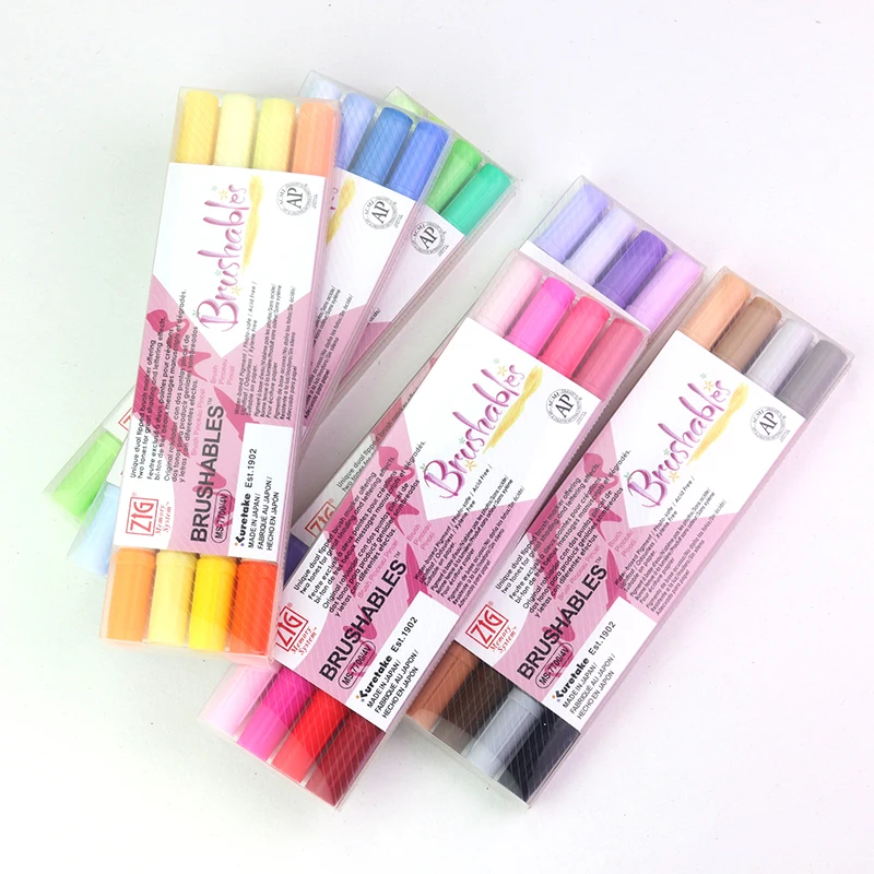 Kuretake ZIG Watercolor Brush Marker Deep Shallow Dual Soft Tips Two-color Brush Red/Blue/Green/Purple/Brown/Yellow Series 7700