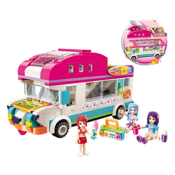 

ENLIGHTEN Friends Seaside Dog Camping Recreational Vehicle Ice Cream Beach Car Building Blocks Sets Kids Kits Compatible