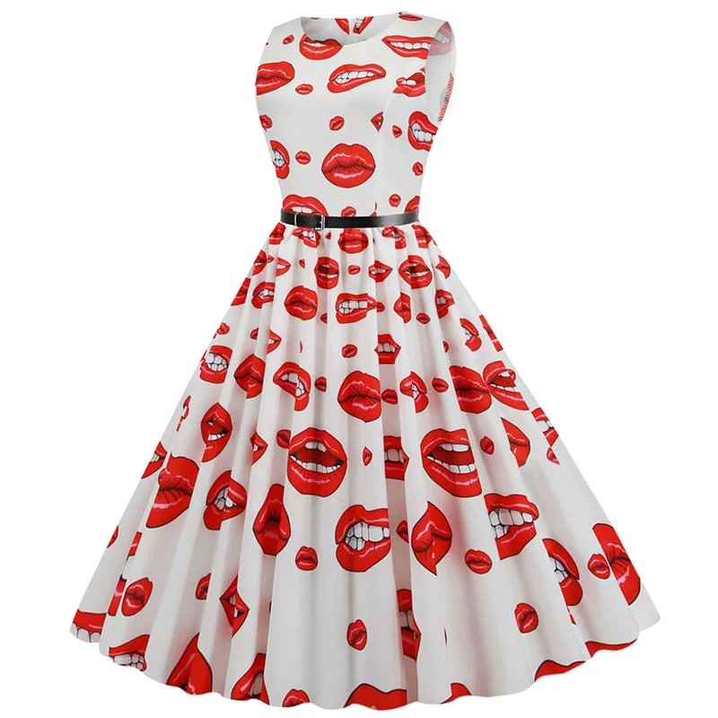 Women Summer Dress Floral Party Dresses Vestidos Casual Plus Size Robe Femme Print Vintage Sleeveless O-neck Elegant Flamingo Women Summer Dress Floral Party Dresses Vestidos Casual Plus Size Robe Femme Print Vintage Sleeveless O-neck Elegant Flamingo
