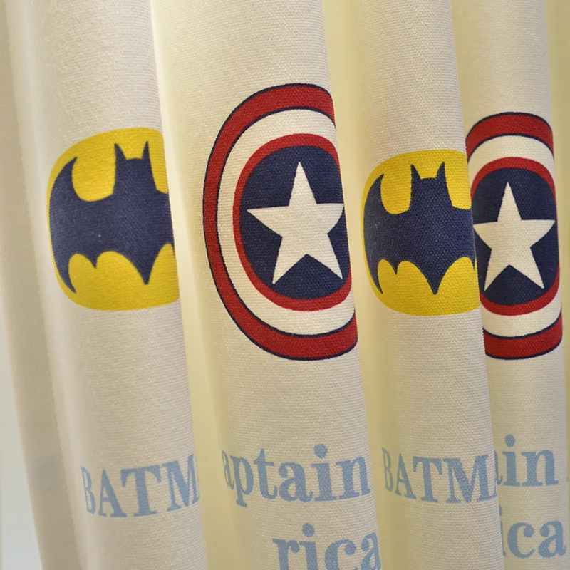 Мстители Капитан Америка Бэтмен занавеска из тюли с вышивкой для мальчиков спальня гостиная мультфильм дети затемненные занавески D3
