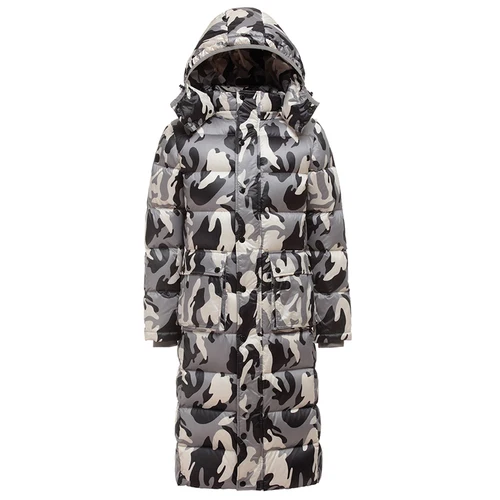 Tcyeek Толстая теплая зимняя Длинная Куртка мужская уличная камуфляжная 90% пуховая куртка с меховым капюшоном пальто Hiver L031 - Цвет: Zhanlu