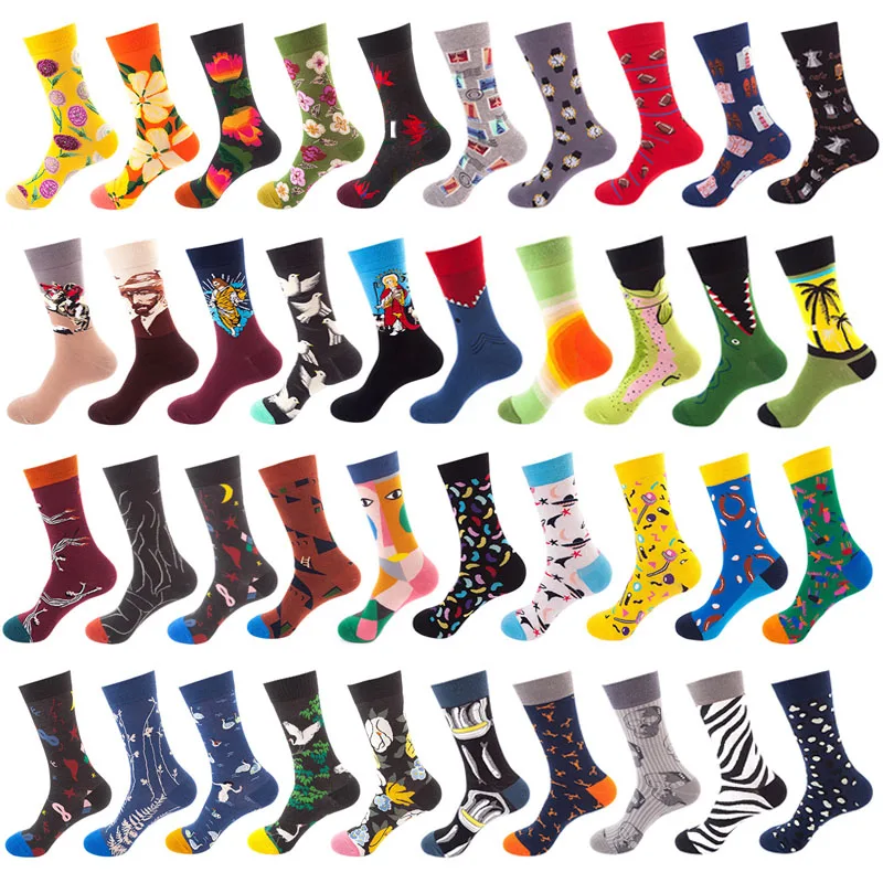 Men's socks cotton socks casual personality novelty design hip hop colorful street socks brand quality men's happy gifts Men's socks cotton socks casual personality novelty design hip hop colorful street socks brand quality men's happy gifts