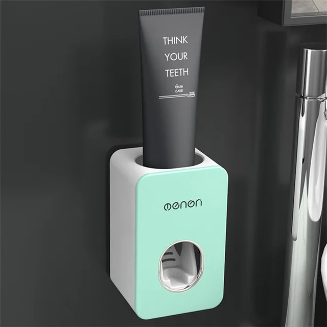 Зубная щётка держатель с креплением на стену, автоматический дозатор зубной пасты стеллаж для хранения Фен держатель, коробка для салфеток Аксессуары для ванной комнаты Набор - Цвет: Green Extruder