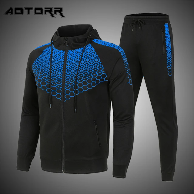 Conjunto de 2 piezas de chándal para hombre, ropa deportiva informal, chaqueta con estampado de moda y pantalones chándal, ropa deportiva para correr, novedad de Primavera de 2022 - AliExpress