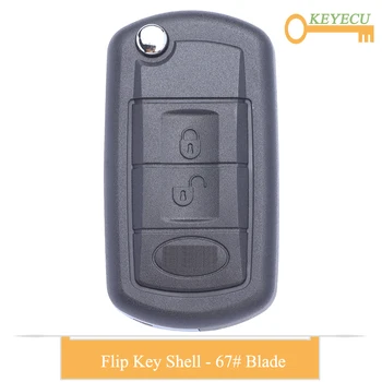 

KEYECU Flip Remote Car Key Shell Case for Land Rover LR3 Range Rover Sport 2005 2006 2007 2008 2009, Fob 3 Button - HU92 Blade