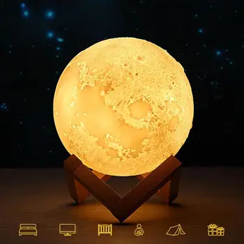 

3D Print Moon Lamp 8cm 10cm 12cm 15cm Colorful Change USB Night Light Creative Rmote Gift and Touch Decor Touch Home Led J5Q9