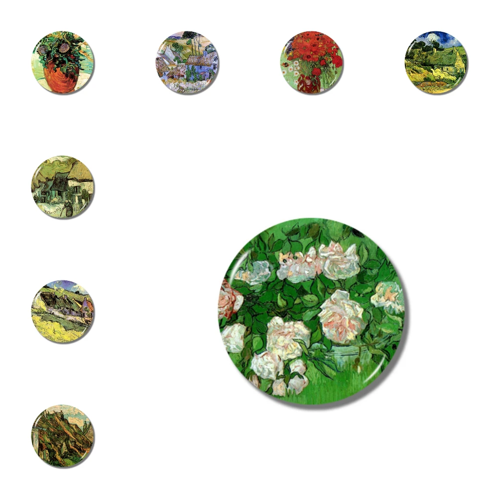 

Lychee Van Gogh Painting Series Fridge Magnet Round Shape Refrigerator Magnets Travel Souvenirs Home Kitchen Decoration