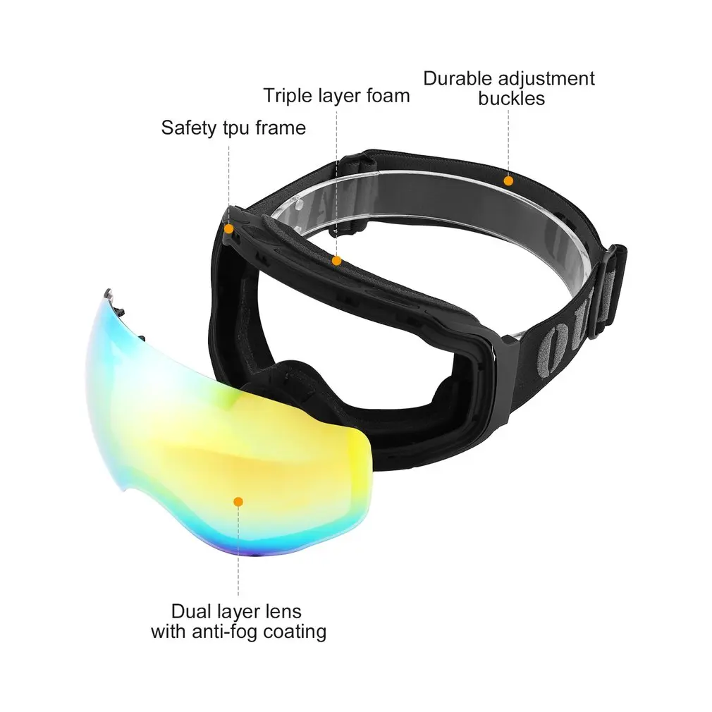 OUTAD Double Layers Ski Goggles UV Anti-fog Protection Ski Mask Glasses Eyewear Skiing Outdoor Sports Skating Skiing Goggles