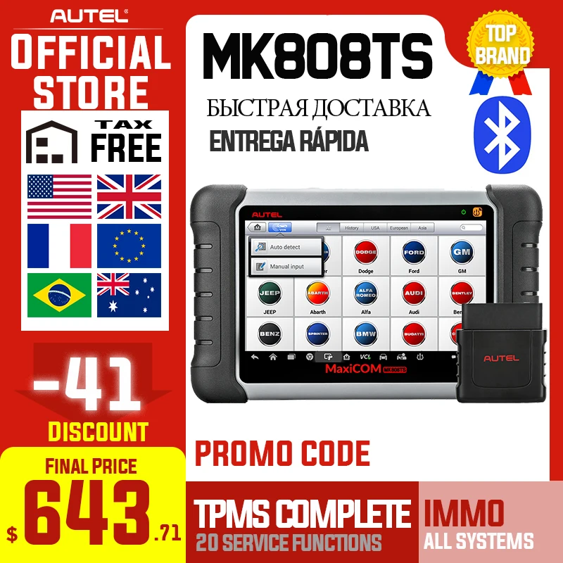 Autel MaxiCOM MK808TS OBD2 Bluetooth Scanner Automotivo Car Diagnostic Scan Tool OBD 2 Programing TPMS Sensor PK MK808 MP808TS|diagnostic scanner|automotive diagnosticscanner diagnostic - AliExpress