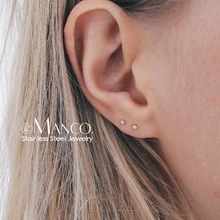 EManco 316L серьги из нержавеющей стали для женщин минималистичные маленькие круглые серьги-гвоздики с бусинами серьги-кольца, модные ювелирные украшения Прямая