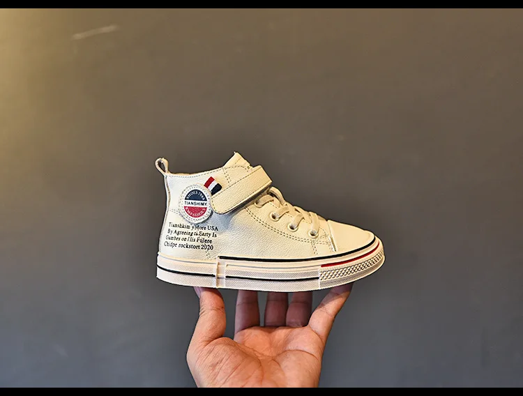 New Autumn Kids Sport Sneakers Baby Girls Genuine Leather Casual Sneakers Children High Sneakers Boys Black Brand Shoes Trainers