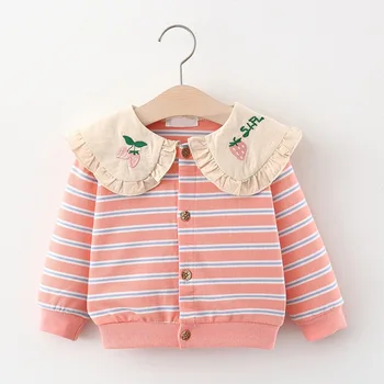 

New Autumn Toddler Kids Clothing Girls Autumn Long Sleeve Thin Coats Infant Jackets Print Srtiped Open Stitch 2020 New Clothes