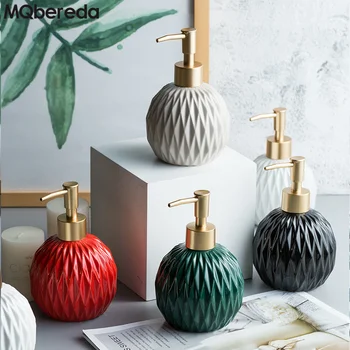 

New Nordic Ceramic Round Shampoo Dispenser Bathroom Hand Sanitizer Bottle Shower Shampoo Press Bottle Room Bathroom Ornaments