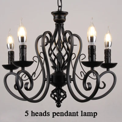 5 heads pendant lamp Современная подвесная люстра из кованого железа, винтажная люстра, Потолочная свеча, светильники для освещения, железное черное/Белое домашнее освещение - Цвет корпуса: 5 heads pendant lamp